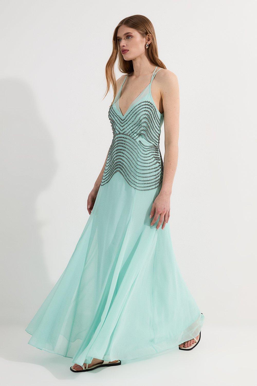 ★Karen Millen Baby Blueプロムストラッピー 魅惑的マキシ★ Light Blue Maxi Dresses | Karen Millen US